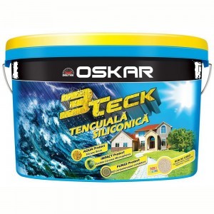 Tencuiala decorativa siliconica Oskar 3Teck, structurata bob de orez, alb, 25 kg